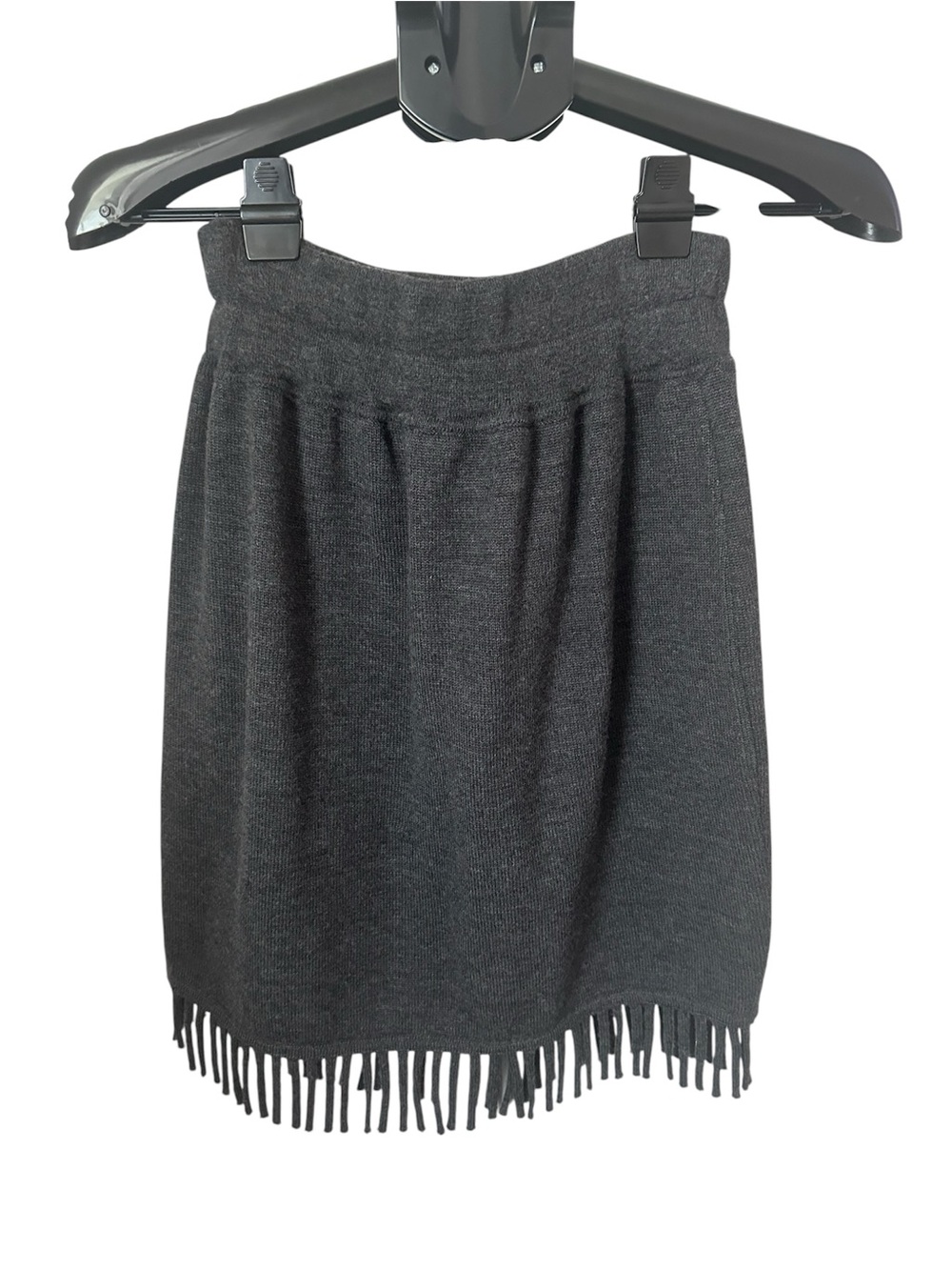 Vintage Escada Margaretha Ley Gray Wool Pencil Skirt Women's 24" Small Fringe
